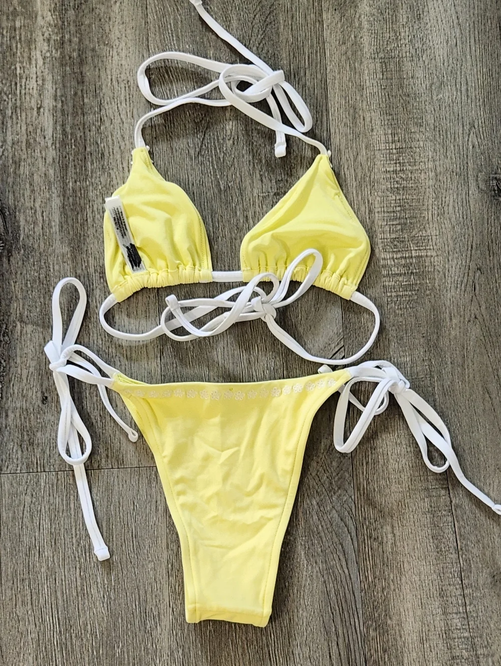 SET!Frankies Bikini × Pink Popcorn Yellow Ties Side Bikini Set!